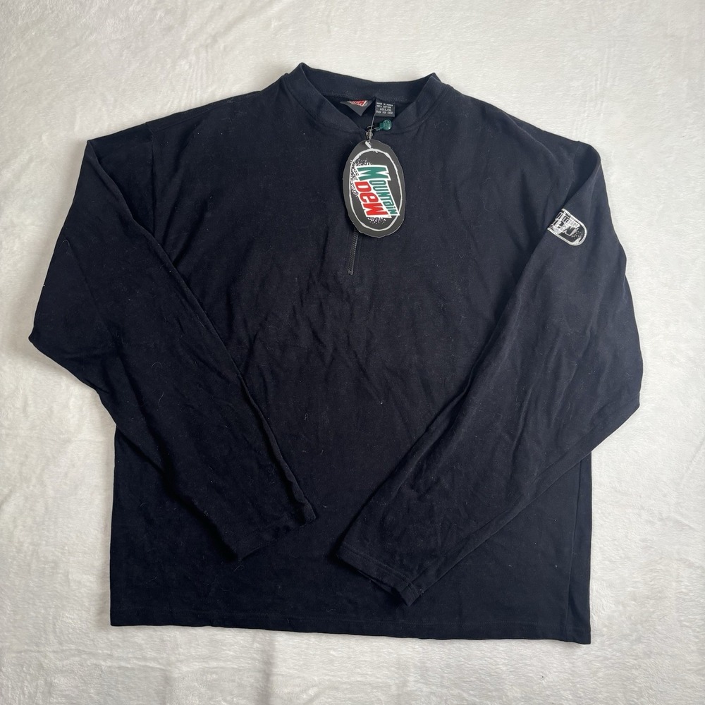 VTG Mountain Dew MTN Black Long Sleeve 1/4 Zip Pullover‎ Sweatshirt Men's L/XL